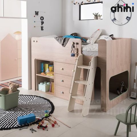 Giường Tầng Trẻ Em ahihi201 - Có kệ sách đa năng