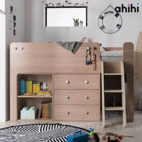 Giường Tầng Trẻ Em ahihi201 - Có kệ sách đa năng
