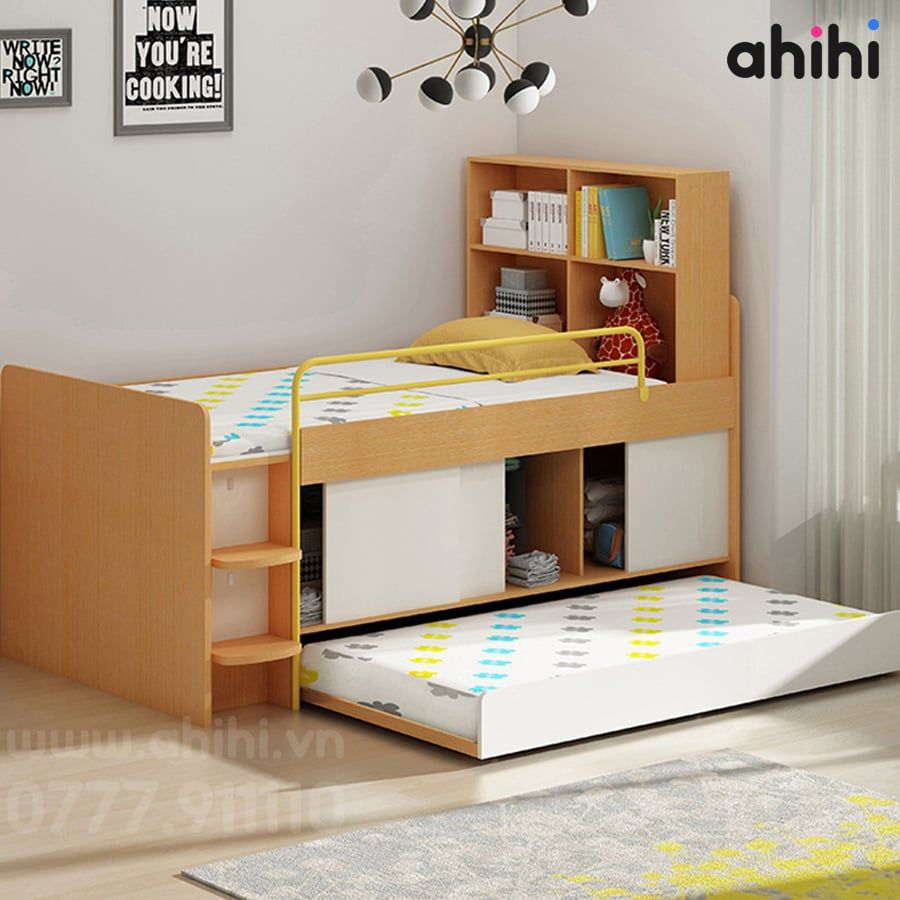 Giường tầng thấp Ahihi216 cho bé | Thiết kế tiện dụng