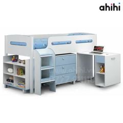 Giường tầng thấp Ahihi226 cho bé | Tích hợp bàn học, tủ & kệ sách