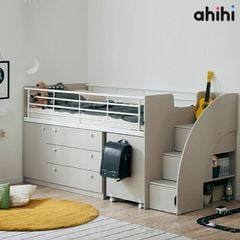 Giường tầng thấp ahihi228 cho bé | Tích hợp bàn học & tủ kéo