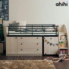 Giường tầng thấp ahihi228 cho bé | Tích hợp bàn học & tủ kéo