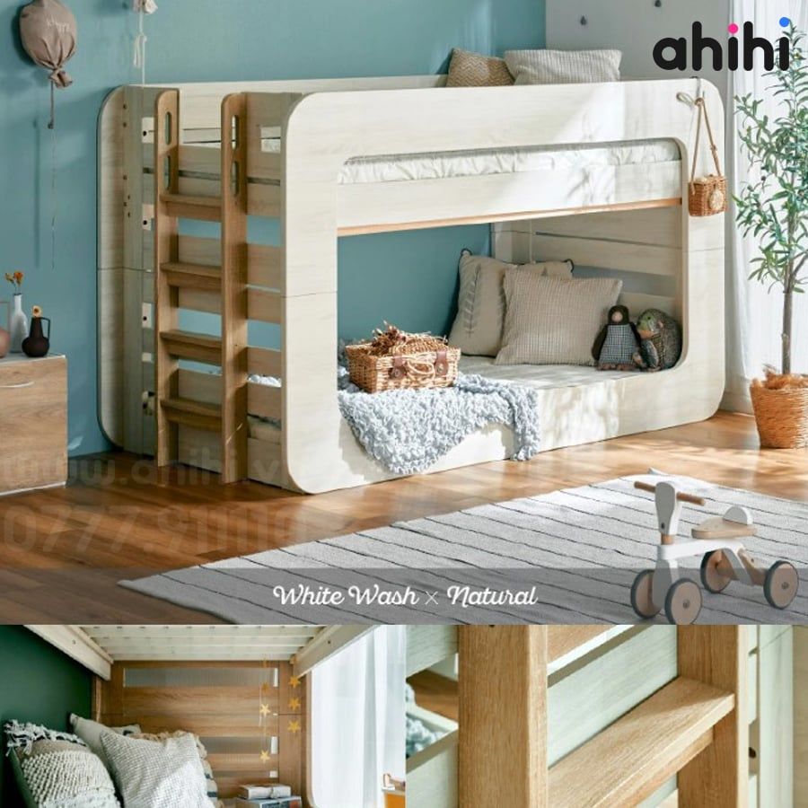 Giường tầng thấp ahihi204 - Thiết kế bo tròn độc đáo