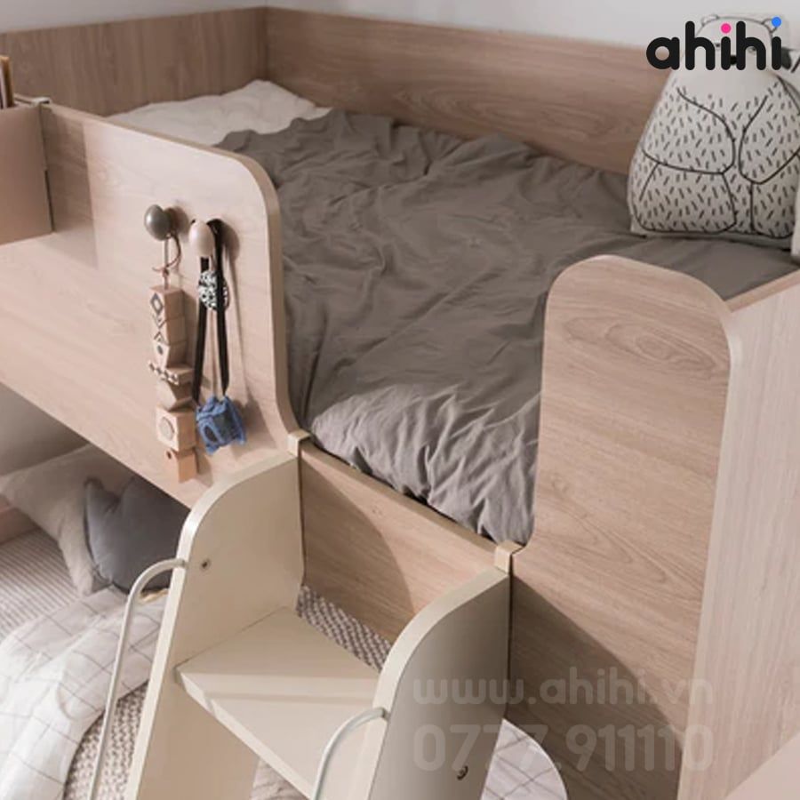 Giường tầng thấp Ahihi202 – giải pháp tối ưu cho phòng hai bé