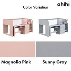 Giường tầng thấp Ahihi233 cho bé | Tích hợp bàn học, tủ & kệ sách