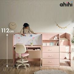 Giường tầng thấp Ahihi233 cho bé | Tích hợp bàn học, tủ & kệ sách