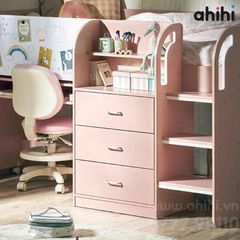 Giường tầng thấp Ahihi233 cho bé | Tích hợp bàn học, tủ & kệ sách