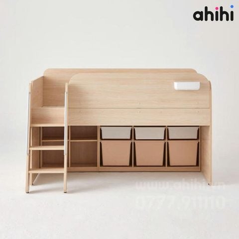 Giường tầng thấp ahihi232 cho bé | Tích hợp bàn học & tủ kéo