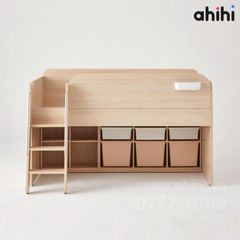 Giường tầng thấp ahihi232 cho bé | Tích hợp bàn học & tủ kéo