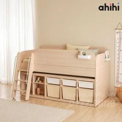 Giường tầng thấp ahihi232 cho bé | Tích hợp bàn học & tủ kéo