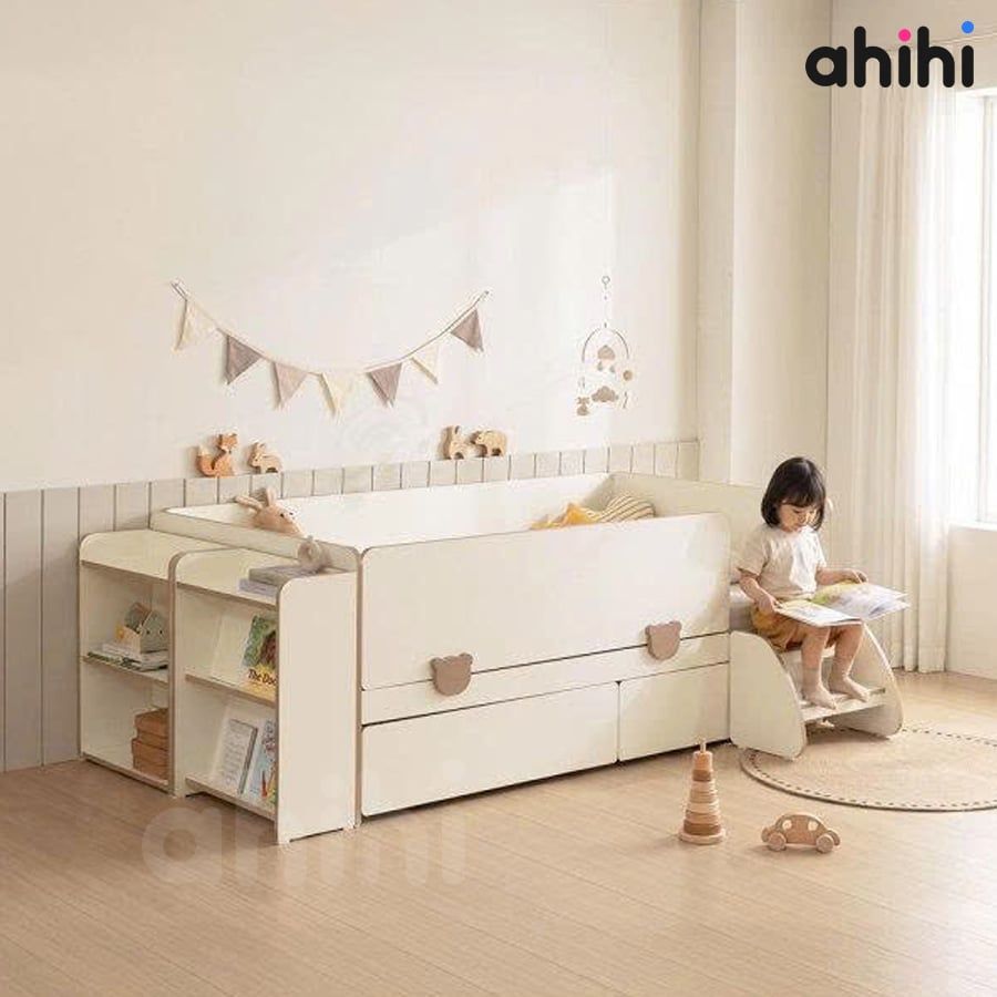 Giường tầng thấp ahihi245 cho bé | Giường kéo đa năng