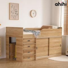 Giường tầng thấp ahihi230 cho bé | Tích hợp bàn học & tủ kéo