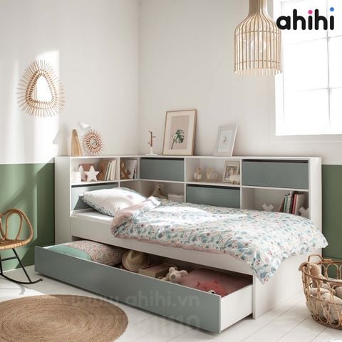 Giường tầng thấp Ahihi211 – Thiết kế thông minh, an toàn cho bé