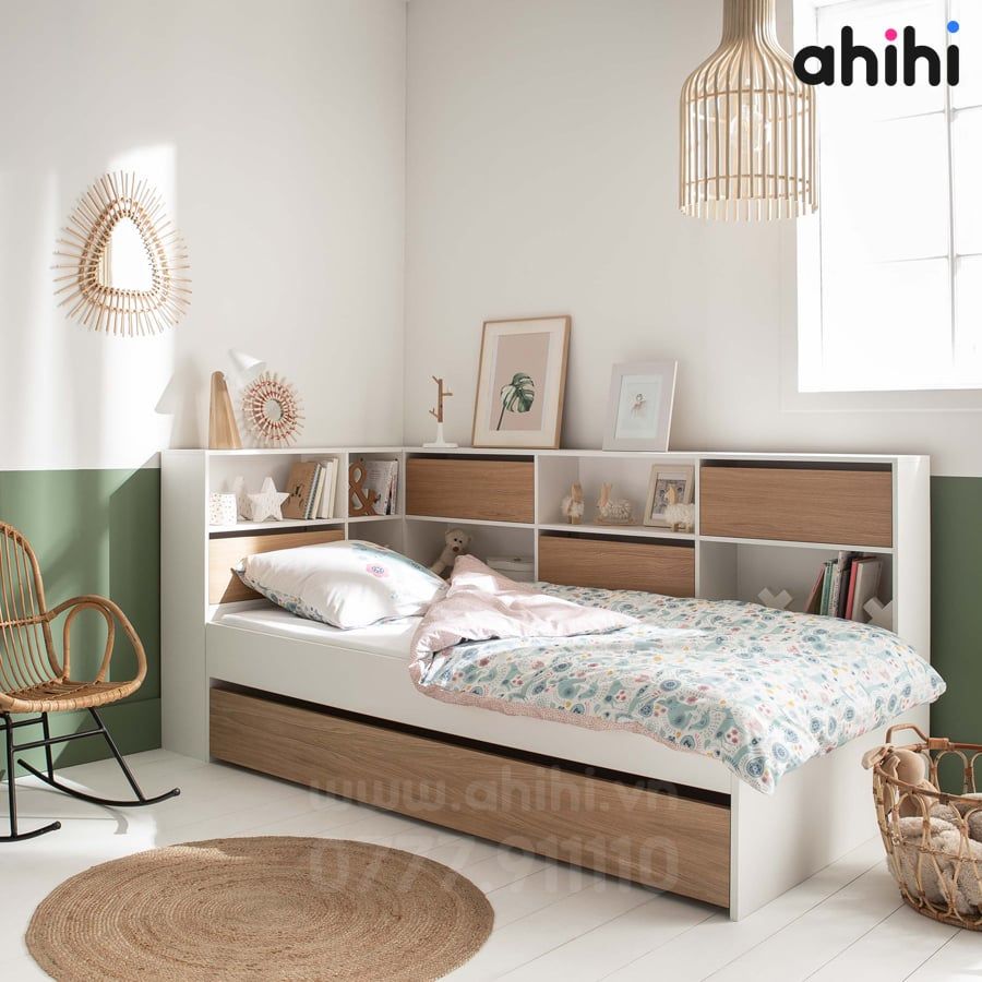 Giường tầng thấp Ahihi211 – Thiết kế thông minh, an toàn cho bé