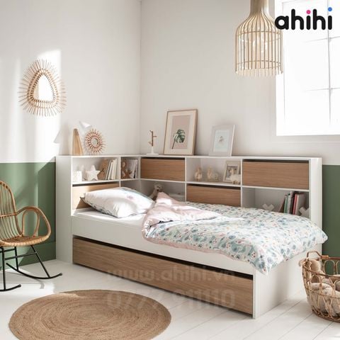 Giường tầng thấp Ahihi211 – Thiết kế thông minh, an toàn cho bé
