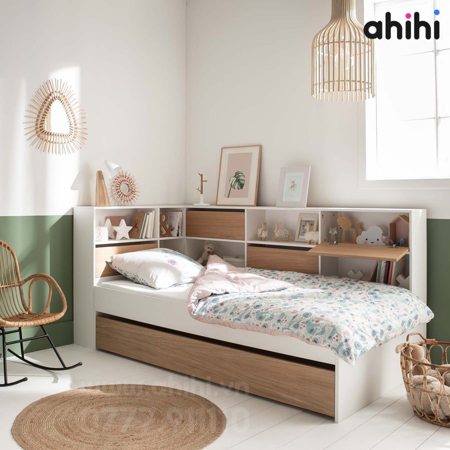Giường tầng thấp Ahihi211 – Thiết kế thông minh, an toàn cho bé