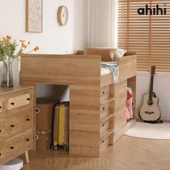 Giường tầng thấp ahihi230 cho bé | Tích hợp bàn học & tủ kéo