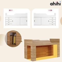 Giường tầng thấp ahihi230 cho bé | Tích hợp bàn học & tủ kéo