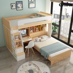 Giường tầng cho bé ahihi02 – Tối ưu không gian, thêm tiện ích cho phòng trẻ