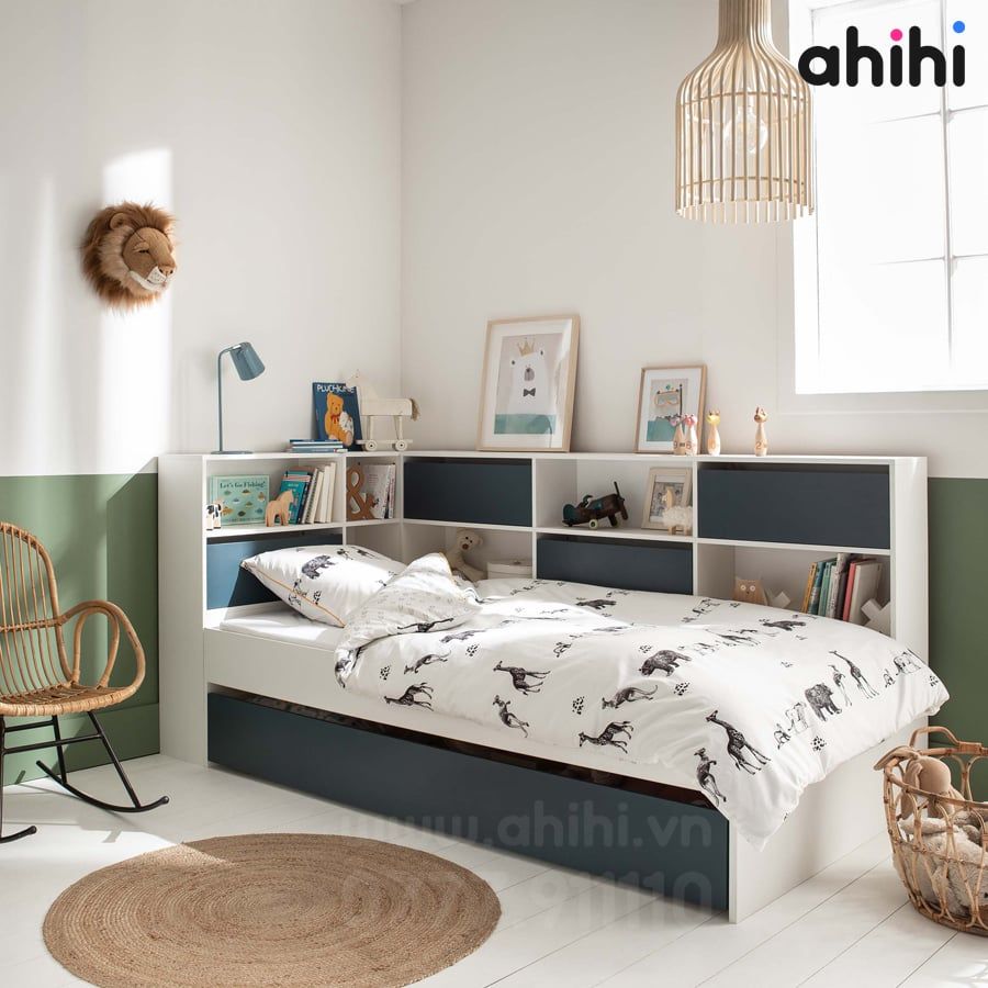 Giường tầng thấp Ahihi211 – Thiết kế thông minh, an toàn cho bé