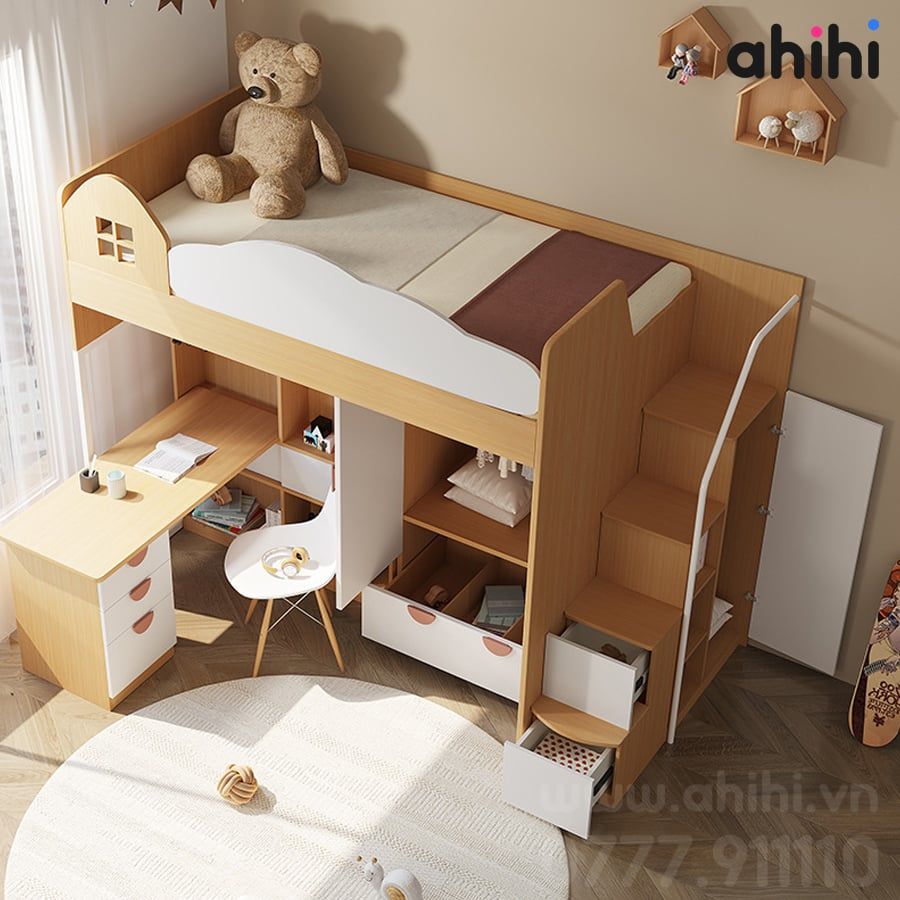 Giường tầng trẻ em Ahihi11 – Không gian ngủ và học tập tiện nghi