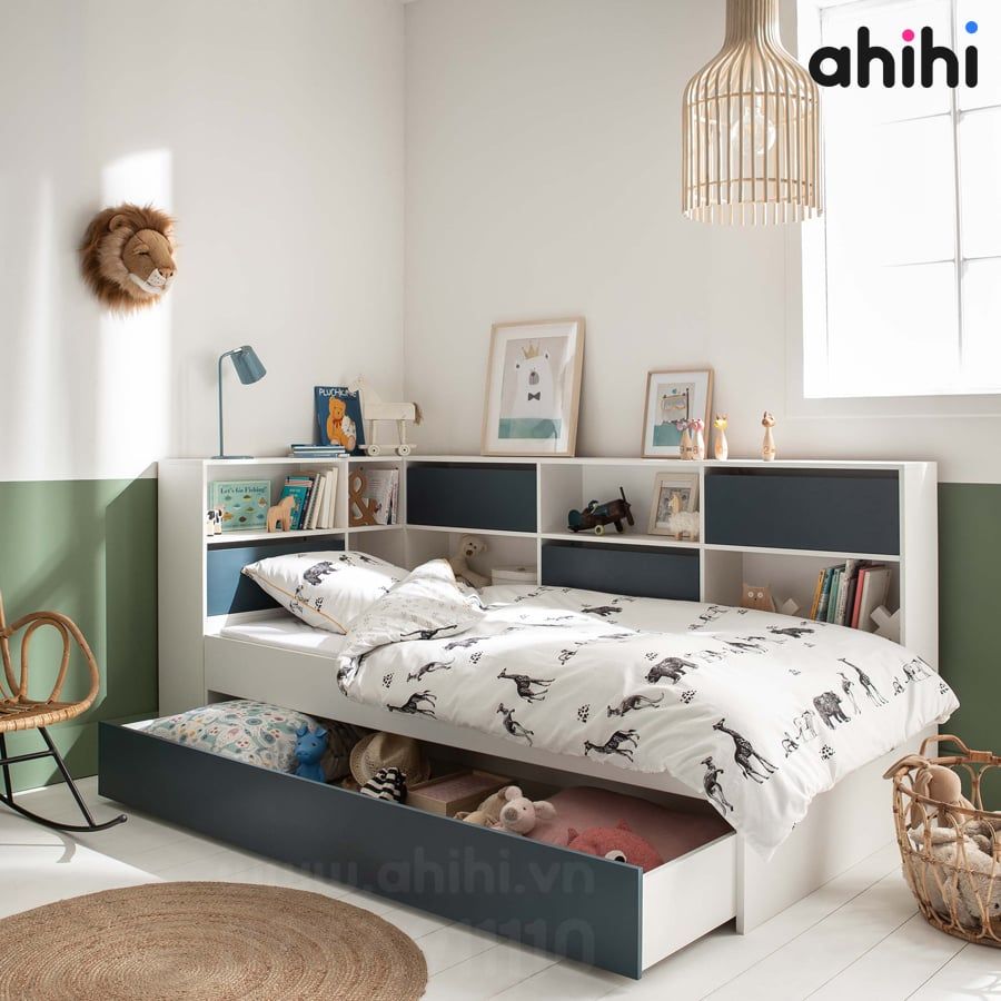 Giường tầng thấp Ahihi211 – Thiết kế thông minh, an toàn cho bé