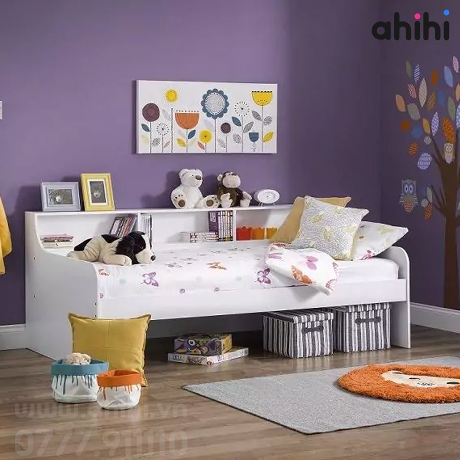 Giường tầng thấp Ahihi214 – Giường ngủ trẻ em hiện đại, tối ưu không gian