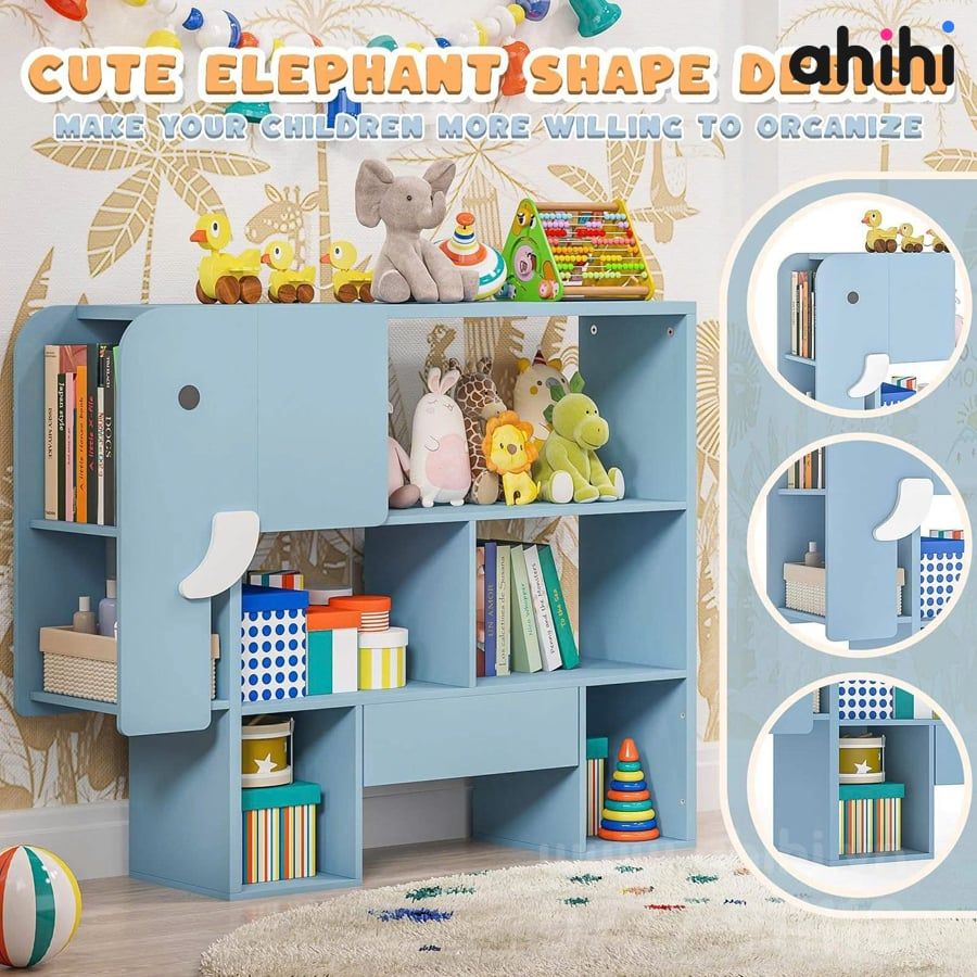 Kệ sách cho bé Ahihi714 hình chú voi – Góc đọc sách đáng yêu cho bé