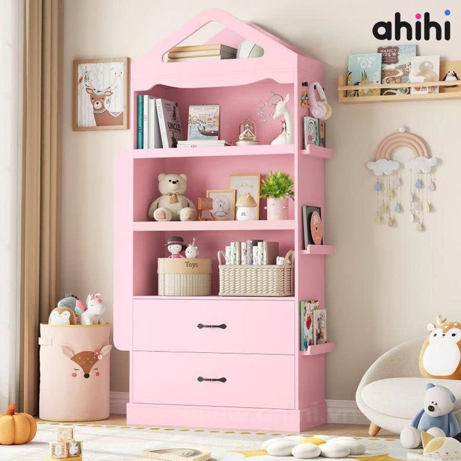 Kệ sách Ahihi702 – Kệ sách cho bé thiết kế tiện dụng