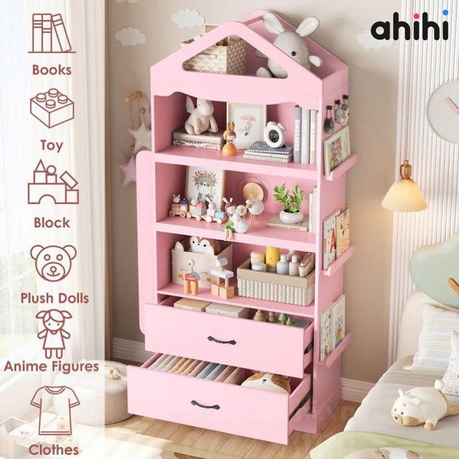 Kệ sách Ahihi702 – Kệ sách cho bé thiết kế tiện dụng