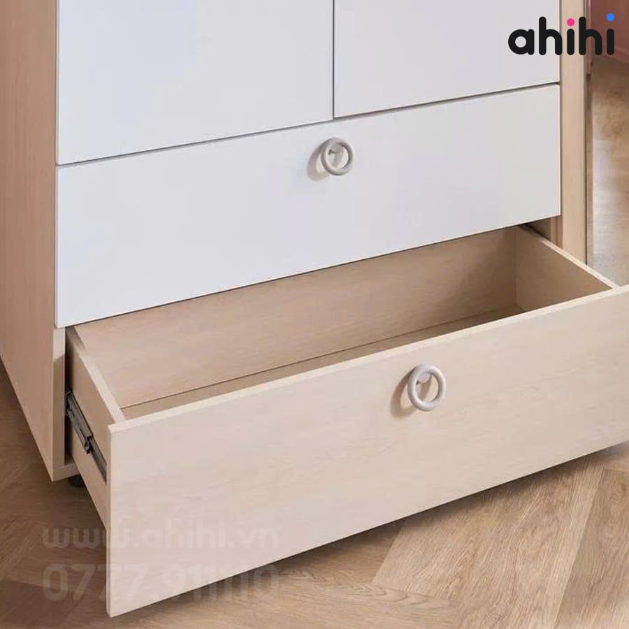 Tủ quần áo trẻ em Ahihi604 – MDF HMR chống ẩm, an toàn