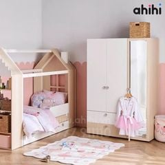 Tủ quần áo trẻ em Ahihi604 – MDF HMR chống ẩm, an toàn