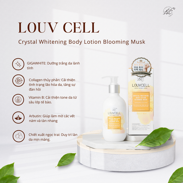  Kem body dưỡng trắng da cấp ẩm body Louv Cell Crystal Whitening Body Lotion Bản Nâng Cấp 