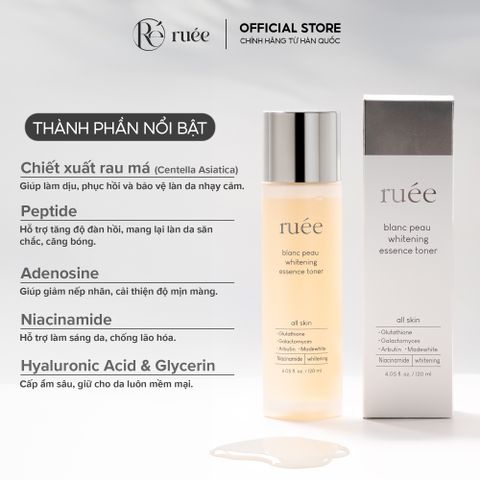 Toner Dưỡng Ẩm RUÉE Hỗ Trợ Làm Sáng Da Căng Bóng Blanc Peau Essence Toner 120ml 