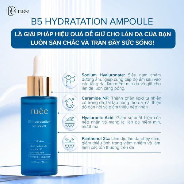  Serum Cấp Ẩm Phục Hồi Da RUÉE B5 Hydration Ampoule Hỗ Trợ Dưỡng Ẩm Da 50ml 