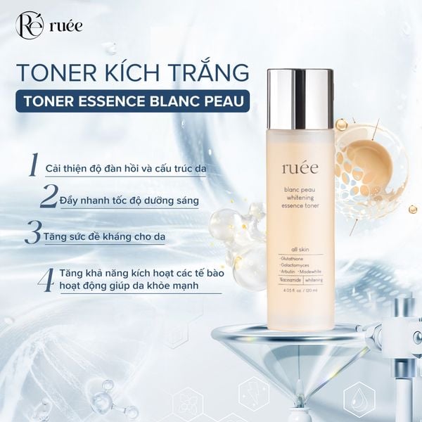 Toner Dưỡng Ẩm RUÉE Hỗ Trợ Làm Sáng Da Căng Bóng Blanc Peau Essence Toner 120ml 