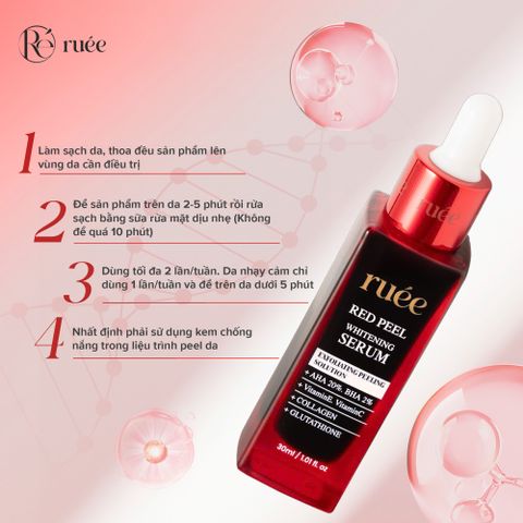  Serum Peel Da RUÉE Hỗ Trợ Làm Sáng Da Red Peel AHA 20% BHA 2% Serum 30ml 