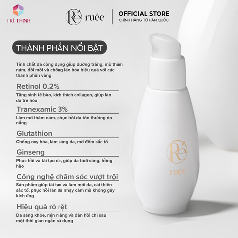  Serum Đêm Giảm Thâm Nám RUÉE Dưỡng Sáng Đều Màu Da Mila Retinol Serum 50ml 