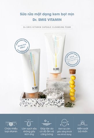  Sữa rửa mặt dạng kem bọt mịn 300ml – Dr SMiS Vitamin Capsule Cleansing Foam 300ml 