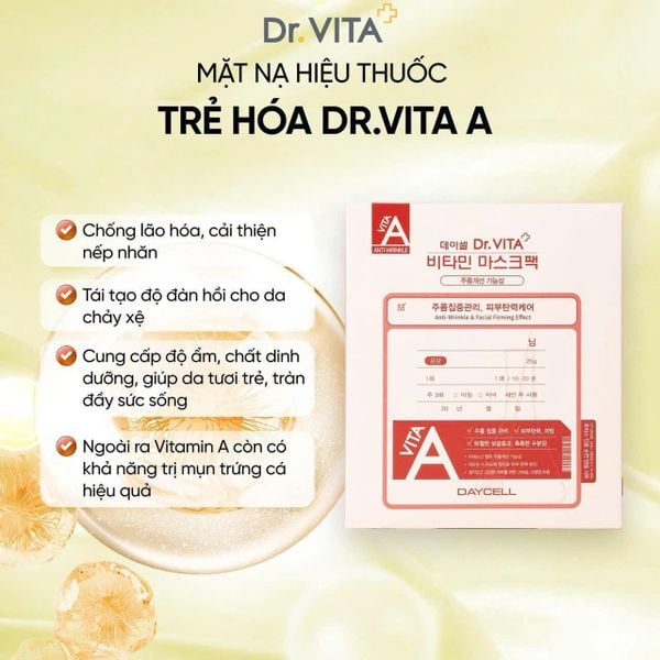  DAYCELL Dr.VITA Vitamin Mask (A/B/C) – Mặt nạ Hiệu Thuốc Dr.VITA Vitamin 10 miếng/ hộp 