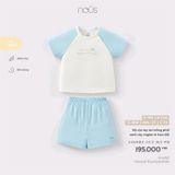 BỘ CT TRẮNG PHỐI XANH RAGLAN IN HỌA TIẾT NOUS