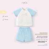 BỘ CT TRẮNG PHỐI XANH RAGLAN IN HỌA TIẾT NOUS