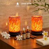  Đèn xông tinh dầu, đèn sứ thấu quang màu vân đá khắc nổi hoa xông tinh dầu spa, thư giãn 