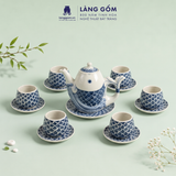  Bộ Ấm Trà Quai Sứ Họa Tiết Vẽ Tay Thủ Công Gốm Sứ Bát Tràng, Bộ Ấm Chén Quà Tặng Tiếp Khách Cao Cấp - Làng Gốm 