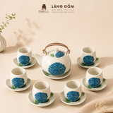  Bộ Ấm Trà Quai Đồng Gốm Sứ Bát Tràng Men Vẽ Thủ Công 450ml/900ml, Bộ Trà Uống Trà Quà Tặng Gốm Sứ Bát Tràng - Làng Gốm 