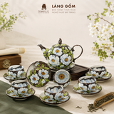  Bộ ấm trà Bách hoa viên họa tiết vẽ tay thủ công, bộ ấm chén uống trà, quà tặng cao cấp - Gốm sứ Bát Tràng - Làng Gốm 