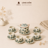  Bộ Ấm Trà Quai Đồng Gốm Sứ Bát Tràng Men Vẽ Thủ Công 450ml/900ml, Bộ Trà Uống Trà Quà Tặng Gốm Sứ Bát Tràng - Làng Gốm 