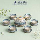  Bộ Ấm Trà Quai Sứ Họa Tiết Vẽ Tay Thủ Công Gốm Sứ Bát Tràng, Bộ Ấm Chén Quà Tặng Tiếp Khách Cao Cấp - Làng Gốm 