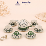  Bộ Trà Quai Sứ Ngược 800ml Họa Tiết Vẽ Tay Thủ Công Gốm Sứ Bát Tràng, Bộ Trà Quà Tặng Tiếp Khách - Làng Gốm 