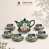  Bộ ấm trà Bách hoa viên họa tiết vẽ tay thủ công, bộ ấm chén uống trà, quà tặng cao cấp - Gốm sứ Bát Tràng - Làng Gốm 